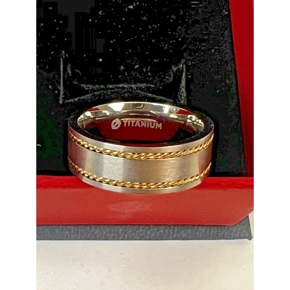 THORSTEN Wedding Ring Ferdinand Titanium w/ Yellow Gold Inlay 8mm‎ Men's Size 10